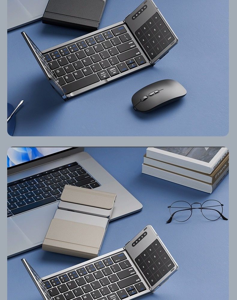 Heiß verkaufte dreifach gefaltete Tastatur, kabellos-Bluetooth-faltbare kleine Tastatur, geeignet für Desktop-Computer, Laptop-Tastaturen, Maus-Sets_voghion.com