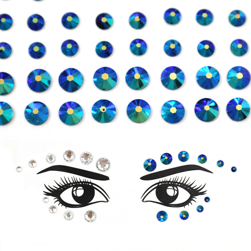 Kasvot Silmät 3D Timanttitarra Väliaikainen tatuointi Glitter Eyeliner Kulmien meikki Kristalli Tatuointi Tarra Rhineston_voghion.com