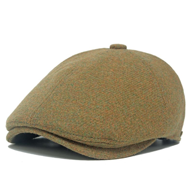 Chapeau béret unisexe rétro de style britannique, couleur unie, avec avant-toit incurvé_voghion.com