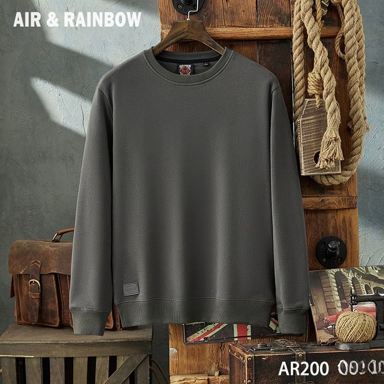 Herrenpullover aus hochwertigem Samt, schlicht, schwer, mit Rundhalsausschnitt und dicker Verarbeitung_voghion.com