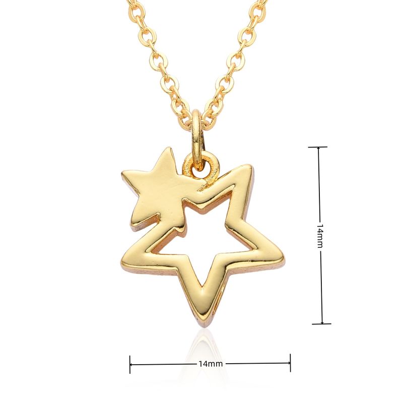 Hip Hop Stern Anhänger Halskette - 5-Punkt vergoldete Kupferkette mit Zirkonia, Urban Streetwear Schmuck für Männer_voghion.com