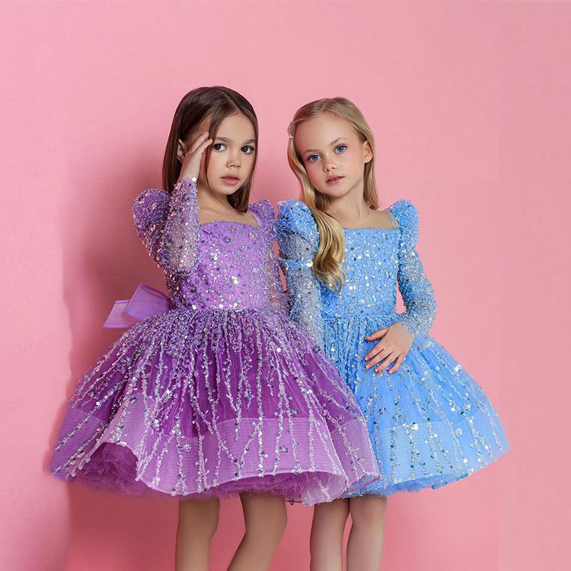 Abbigliamento per bambini Vestito per bambini Vestito da principessa 2024 Nuova gonna tutù con paillettes per il primo compleanno della bambina_voghion.com