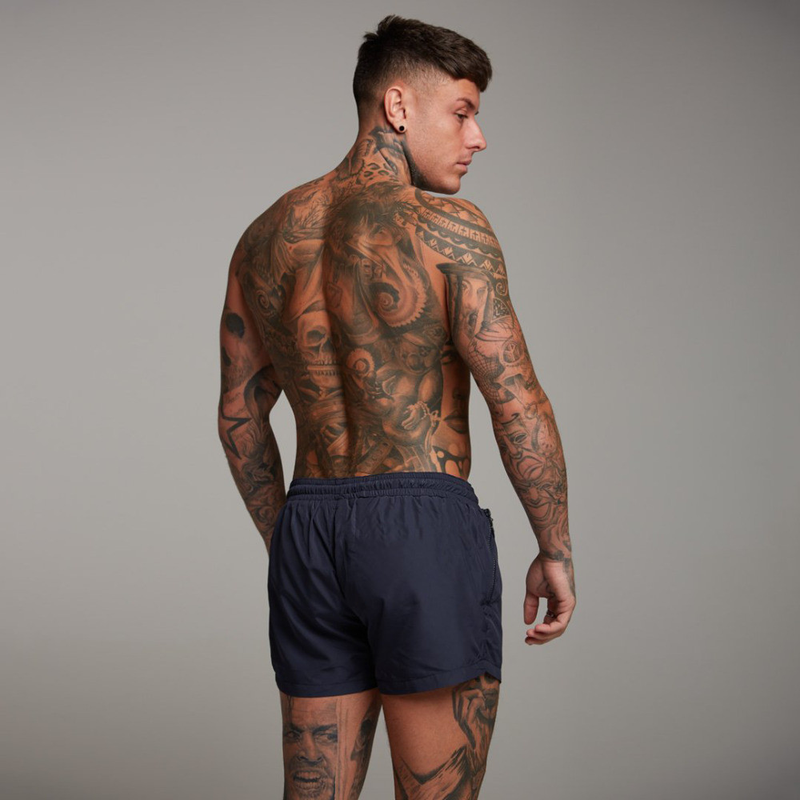 Schnelltrocknende Shorts für Herren – Strand- und Laufshorts für den Sommer, leicht und atmungsaktiv, mit Taschen (Schwarz/Blau, M-Large)_voghion.com