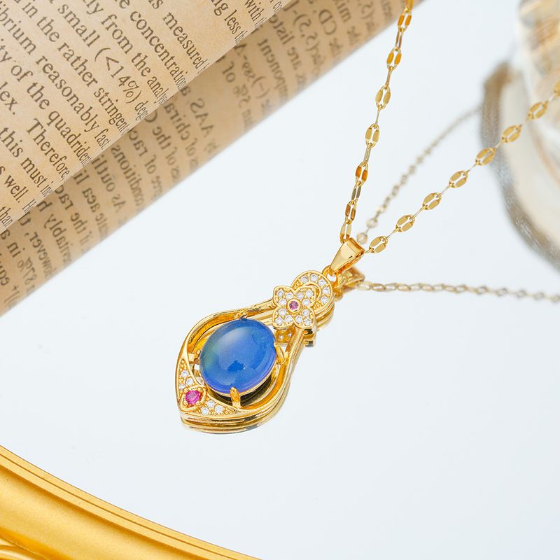 new temperature sensitive stone color colorful gem necklace female niche high sense clavicle chain_voghion.com