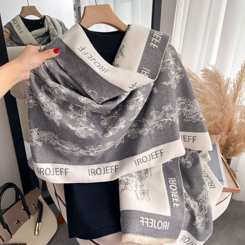 Autumn and winter shawl with women's scarf, office blanket, cashmere double-sided tassel warm scarf_voghion.com