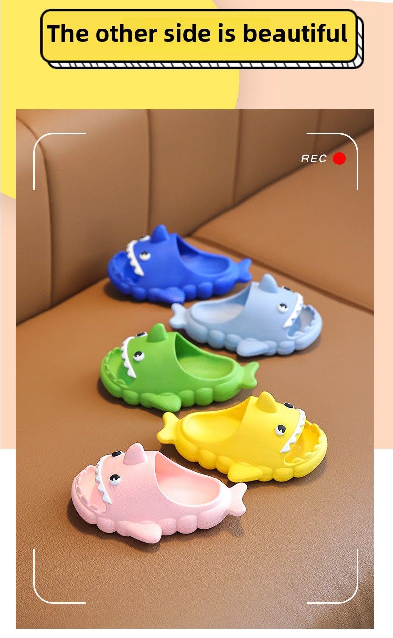 Shark children's slippers summer boy cartoon cute non-slip household bathroom bath boys girls cool slippers big children's shoes_voghion.com