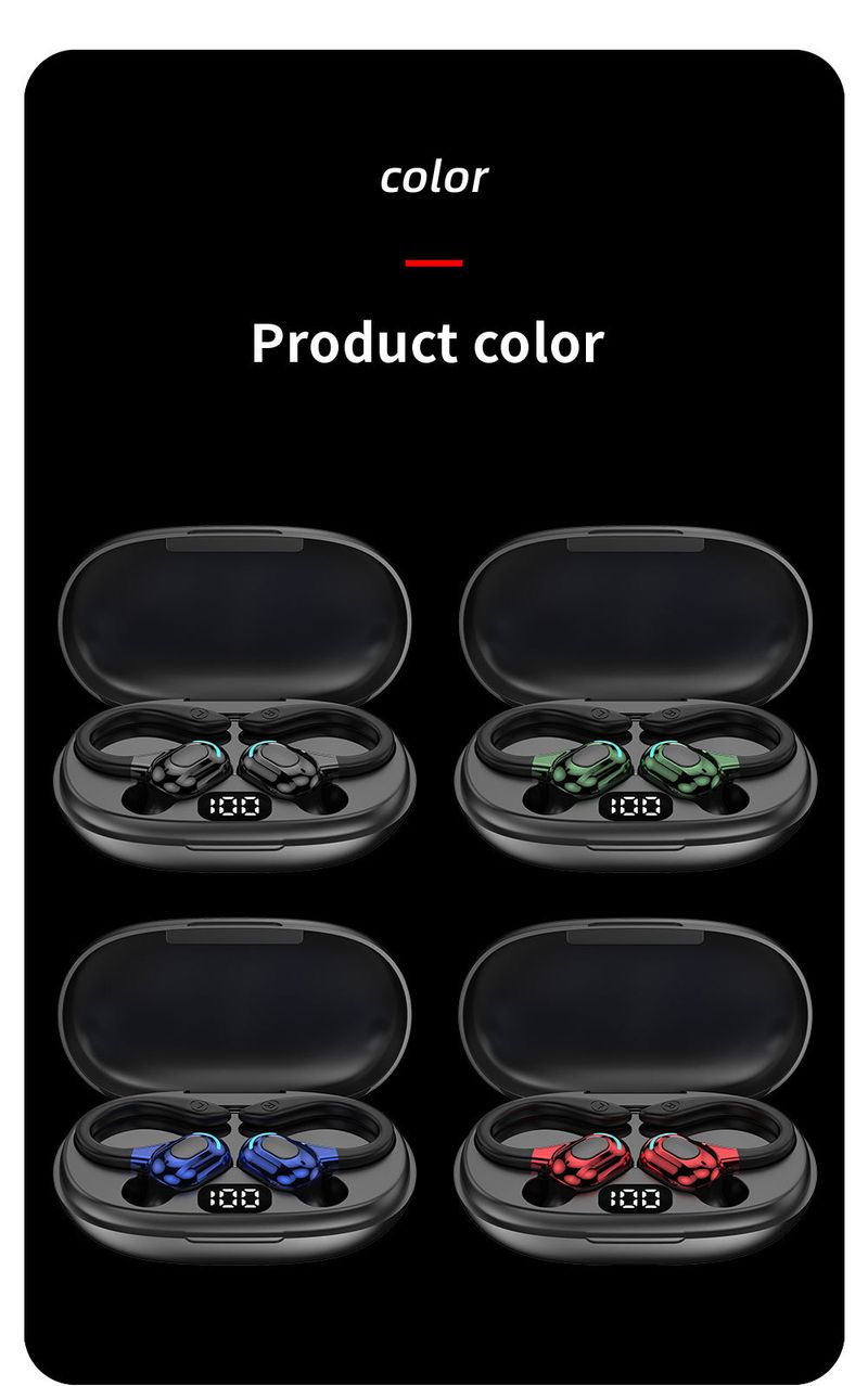 Nove TWS-F8 Bluetooth slušalice s dva uha, bežične slušalice s kukom za uši, digitalni zaslon, dugotrajne sportske i vanjske prijenosne slušalice_voghion.com