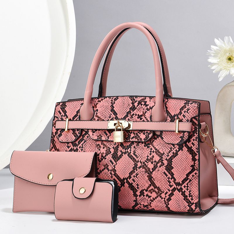 Women's bag mother and child bag three piece set handbag lock buckle shoulder bag messenger bag versatile bags_voghion.com