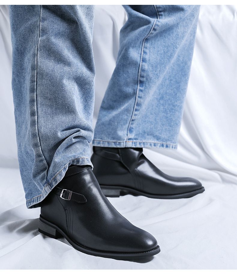 Spring Retro Tooling Boots Men's Short Boots Men's Belt Buckle Martin Boots_voghion.com