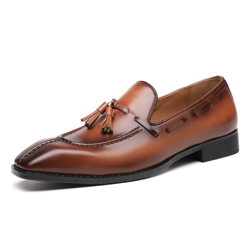 Britische Lefu Bean Business Freizeit One Step Atmungsaktive Herren- und Jugendschuhe mit Quaste, kleine Lederschuhe_voghion.com