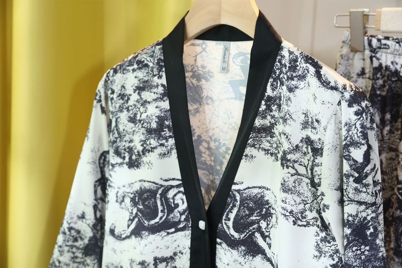 New style pajamas for women, national trend style, high-end national style ink painting, ice silk thick home clothes set, can be worn outside_voghion.com