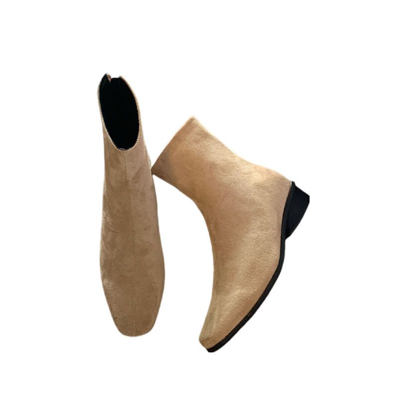 Bottines minimalistes à bout carré pour femme, style haut de gamme, style coréen, nouveauté hiver 2025, bottes slim françaises_voghion.com