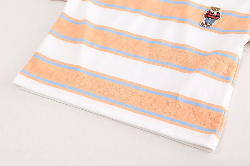 Version coréenne été 2024 de bébé tout-petit avec short rayé à manches courtes, ensemble deux pièces pour femmes et hommes_voghion.com