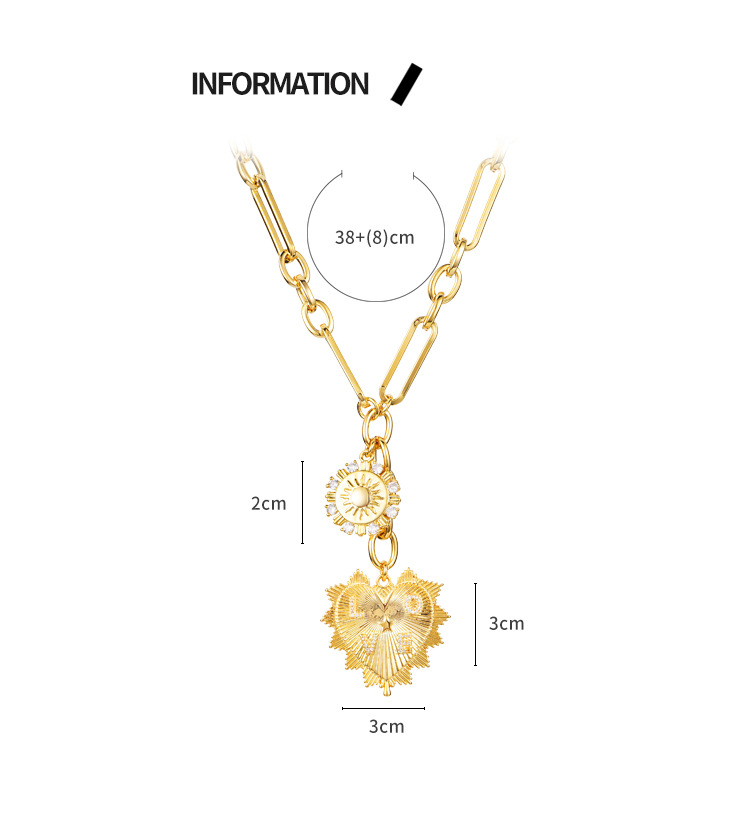 Collier en cuivre plaqué or avec perles et paysage solaire, design de niche, style hip hop froid, collier de clavicule rouge net pour femme_voghion.com