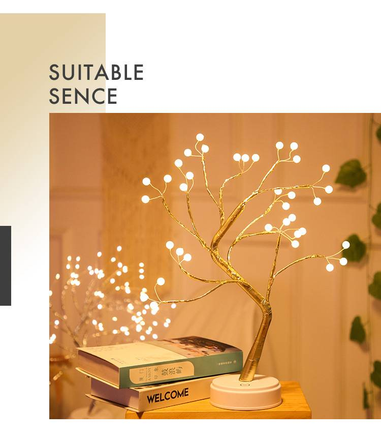 108 luces LED creativas de árbol de perlas llenas de estrellas, regalo táctil, decoración navideña para dormitorio, luz de noche_voghion.com