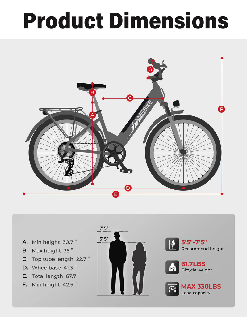 SAMEBIKE RS-A01 Pro-T 26" elcykel 36V 15Ah batteri 500W motor Urban elcykel Bäst för pendling och stadscykling _voghion.com