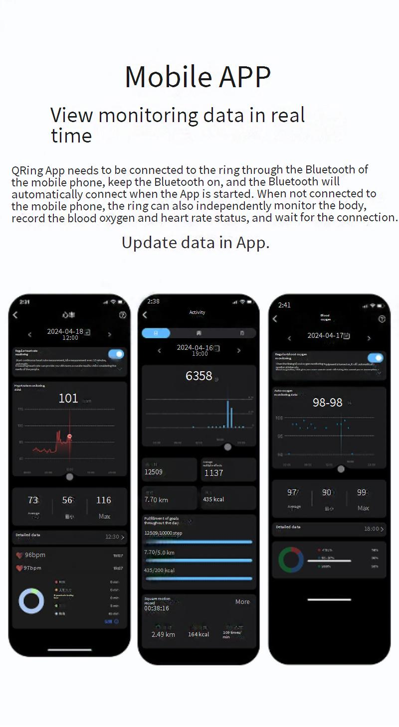 Inteligentne trackery aktywności Gorąco sprzedające się R06 Inteligentny pierścień z kamerą Pierścień sportowy Monitorowanie Bluetooth Zdrowy sen Tętno Ciśnienie Tlen we krwi_voghion.com