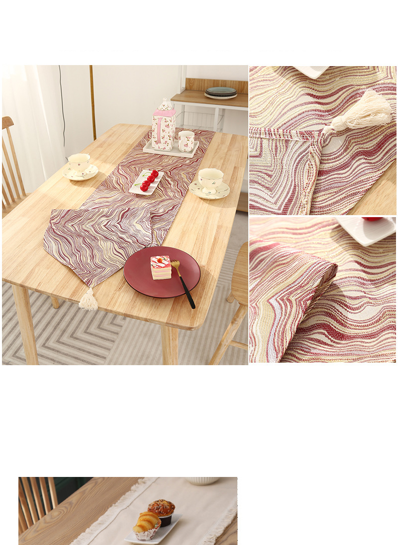 Caminho de mesa com borlas de linho - Decoração rústica de fazenda para mesa de jantar longa_voghion.com