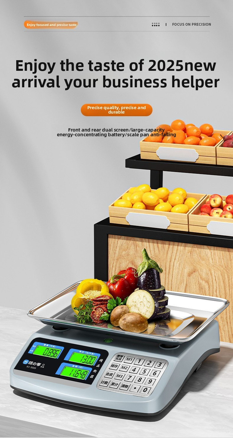 Hochwertige digitale Küchen- und Gewerbewaage (30 kg Tragkraft) – Hochpräzise Lebensmittelwaage mit LCD-Display, Lithiumbatterie und wasserdichtem Design_voghion.com