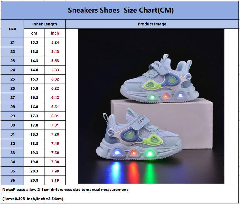 Baskets phosphorescentes pour enfants – Chaussures lumineuses à semelle souple pour garçons et filles, chaussures respirantes en maille avec velcro_voghion.com