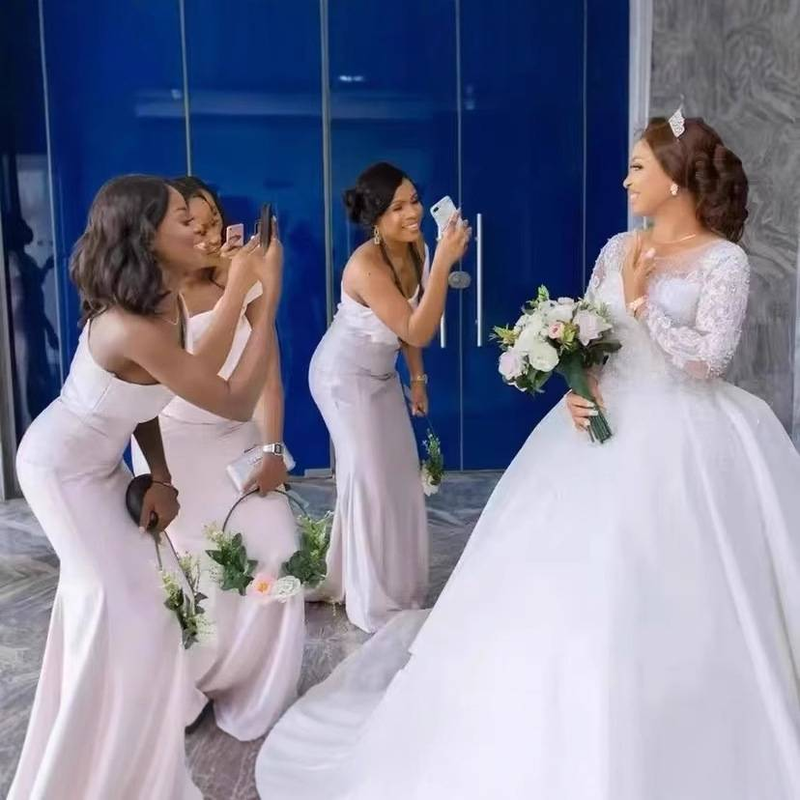 Elegant Long Sleeve Wedding Dress With Cathedral Train – Luxurious Ball Gown For Brides, Plus Size Options Available_voghion.com