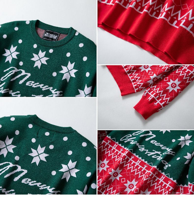 Men's Christmas Fair Isle Knit Sweater - Cozy Crewneck Pullover For Autumn/Winter - Trendy Streetwear Style (Green/White, Sizes M-3xl)_voghion.com
