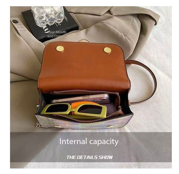 Bag Female Fashion Messenger Bag Red Super Fire Candy Color Chain Small Square Bag Small Crowd Stripe Messenger Bag Tide_voghion.com