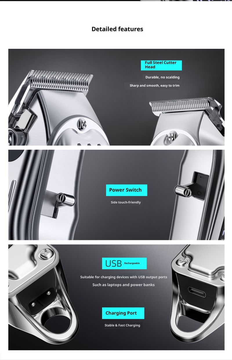 Rasoio elettrico e tagliacapelli per naso 3 in 1 - Tagliacapelli ricaricabile senza fili con lame lavabili e staccabili per la cura maschile_voghion.com