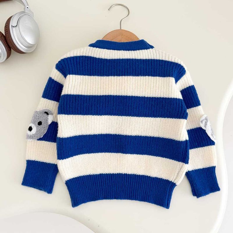 Set di maglioni invernali caldi per bambini - Pullover spesso a maniche lunghe con scollo rotondo per bambini e bambine - Completo casual comodo (blu, nero)_voghion.com