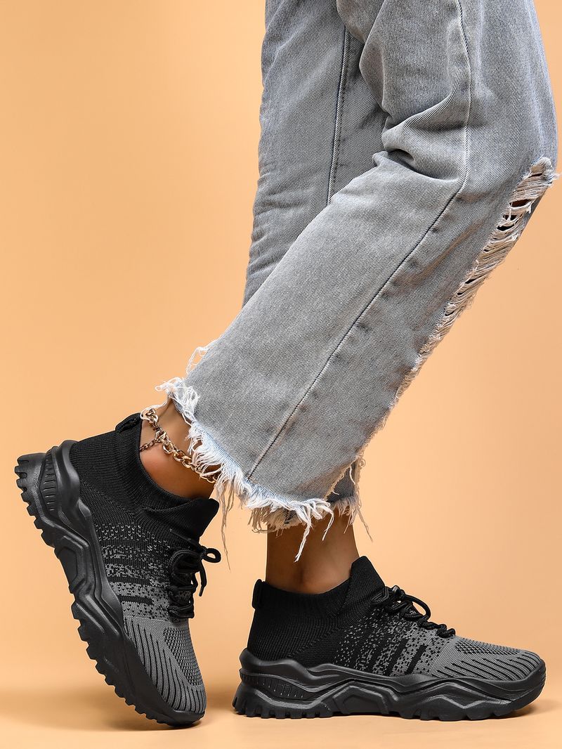 Plus Size Women's Breathable Sock Sneakers Slip-On Lazy Shoes_voghion.com