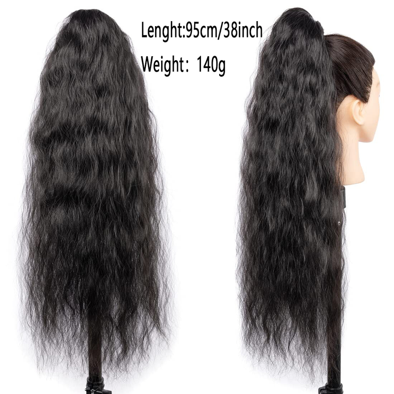 Sünteetilised juuksed 38-tollised lokkis sünteetilisest painduvast mähisest maisikujulise lainelise hobusesaba pikendusest_voghion.com