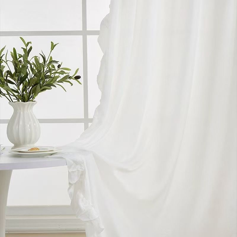 White Velvet Sheer Curtains Light Filtering Privacy Drapes With Luxury Linen Blend Elegant Semi-Sheer Window Treatment For Bedroom Living Room_voghion.com