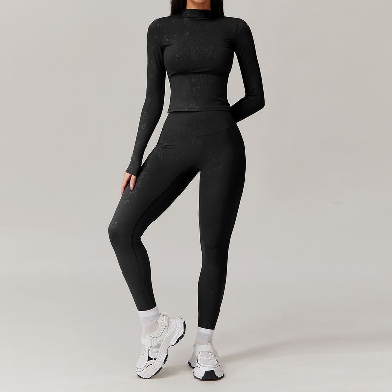 Conjunto de roupas fitness LazyZoom Dare Show Gold Foil de secagem rápida para treinamento de ioga, corrida ao ar livre, esportes Bare Sensation 9140_voghion.com