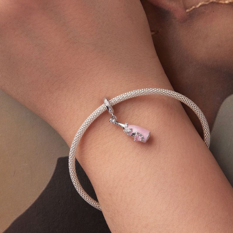 Dije colgante de champán rosa, cuentas de plata esterlina_voghion.com