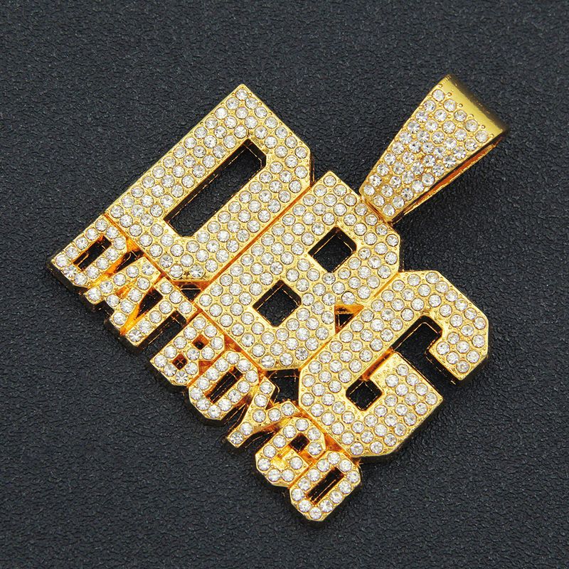 Collana con ciondolo a forma di lettera con doppia fila di diamanti, stile hip hop europeo e americano, alla moda e unica, da uomo._voghion.com