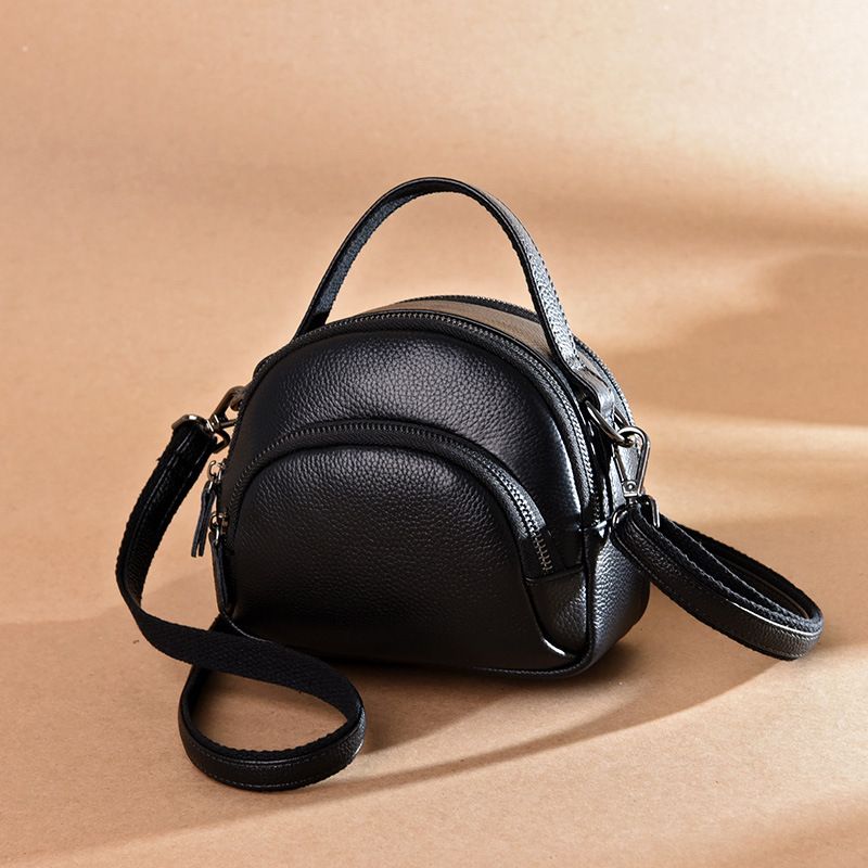 Genuine Leather Fashion Women's Crossbody New High-end Handbag Small Round Versatile Cowhide Shoulder Bag_voghion.com