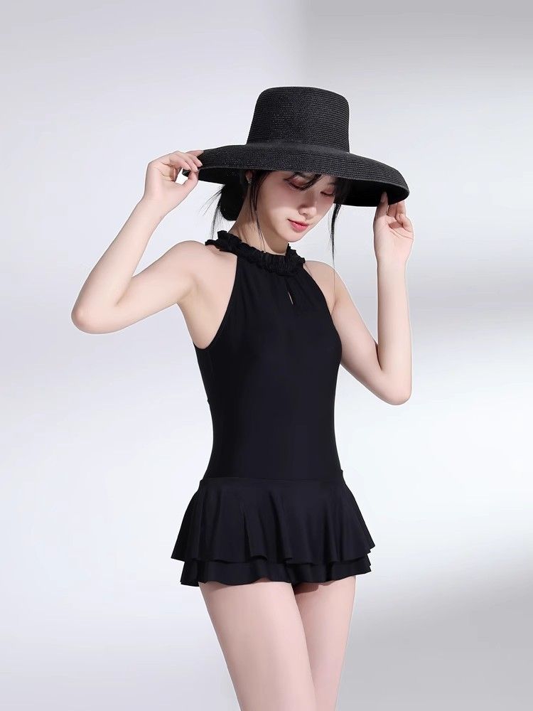 Women's New One-Piece Swimsuit Korean Pure Desire Ins Style Skirt Cover Belly Slimming High-End Backless Hot Spring_voghion.com