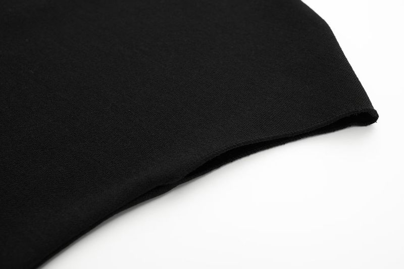 Abito corto in maglia con maniche elasticizzate, colletto rialzato, temperamento elegante da donna_voghion.com