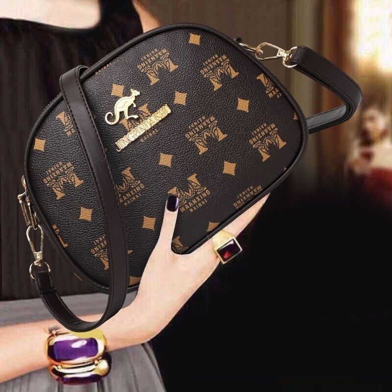 Borsa a tracolla versatile da donna, rotonda, con stampa, piccola e semplice, a tre strati, mini borsa per telefono, nuova collezione primavera estate_voghion.com