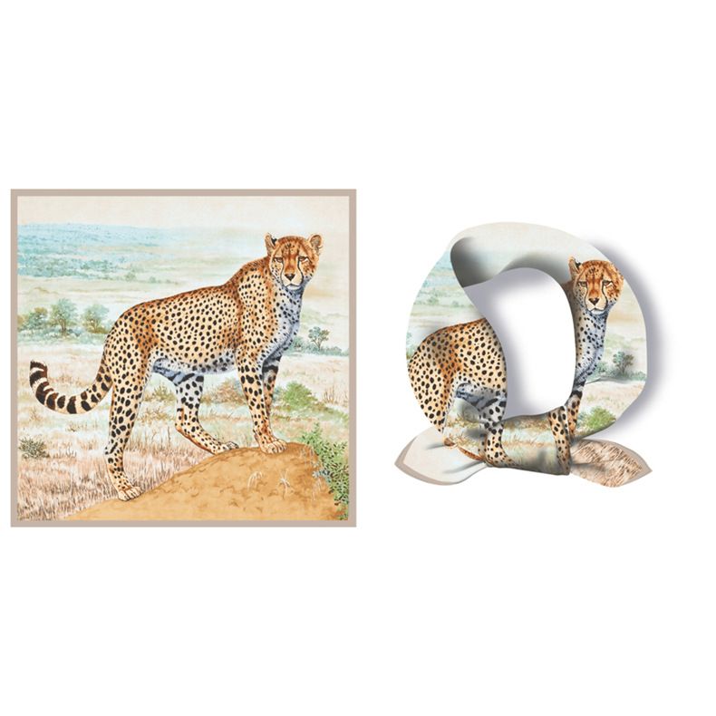 Cheetah Printed Multi functional Decorative Fashion Outdoor Travel Photo Small Square Scarf_voghion.com