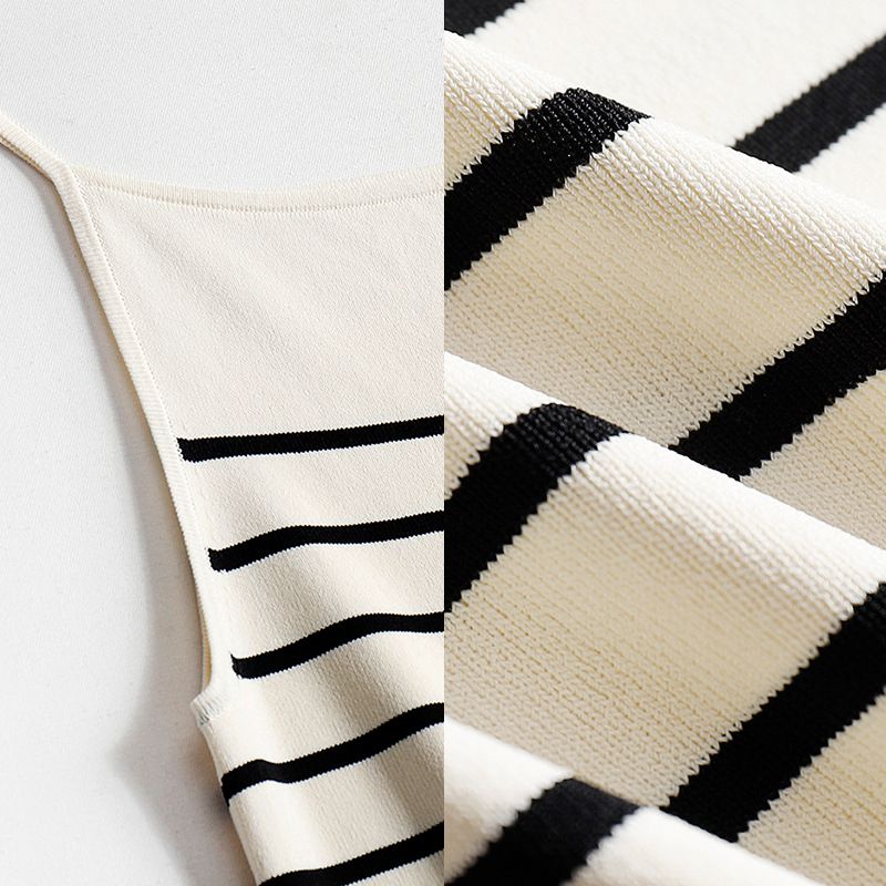 Canotta da donna in maglia a righe, con spalle scoperte, semplice, estiva, di alta qualità e fresca sensazione_voghion.com