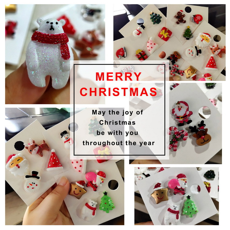 Christmas collection New Santa Claus crutch Elk acrylic Christmas paper card brooch set ornaments_voghion.com