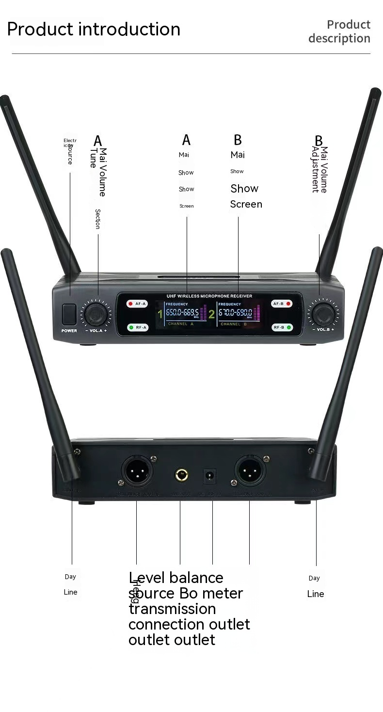 Sistema con micrófono inalámbrico UHF profesional, micrófono inalámbrico dinámico de mano Dual con pantalla LCD para fiesta_voghion.com