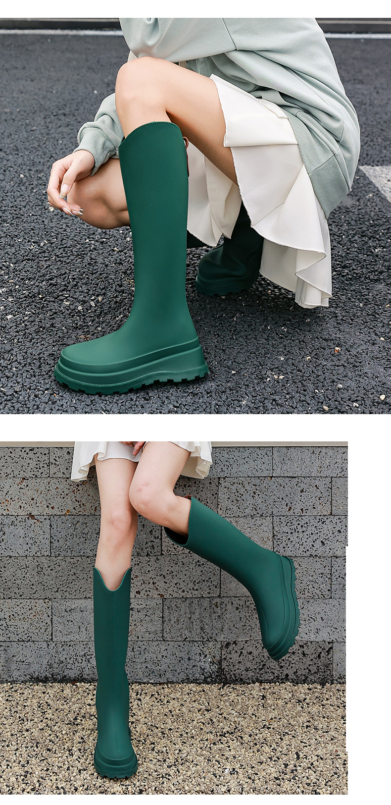 Nuove scarpe da pioggia alte da donna, scarpe da pioggia giapponesi sottili alla moda, antiscivolo, impermeabili, resistenti all'usura, con suola spessa, in gomma_voghion.com
