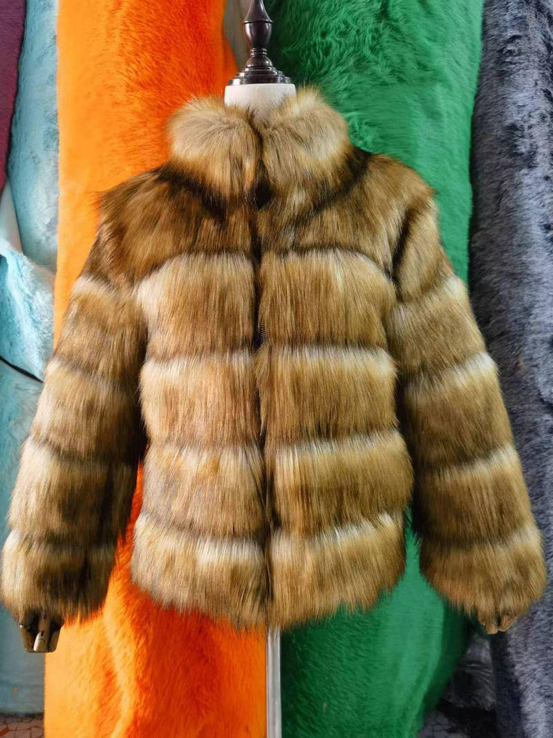 Women's fur coat raccoon fur splicing artificial fur_voghion.com