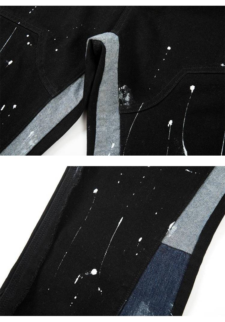 Meeste rõivad High Street Retro õmblustega tindivärviga sirged vabaaja püksid laienevad teksad_voghion.com
