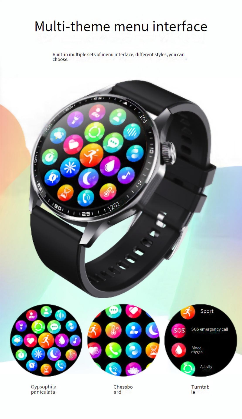 Relojes inteligentes Reloj deportivo Correr Frecuencia cardíaca Ritmo Sueño Monitoreo de oxígeno en sangre Pulsera de alarma Meita Calorie SOS_voghion.com