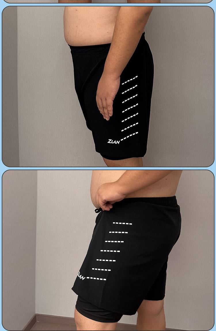 Große, doppellagige Badehose für Herren, locker und prall, übergroße Badehose für Übergewichtige, um Peinlichkeiten vorzubeugen (maximal 200 kg)_voghion.com