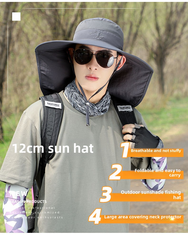 Cappello da sole traspirante da uomo per lavoro e trekking all'aperto - Protezione UV UPF 50+ con ventilazione in rete_voghion.com