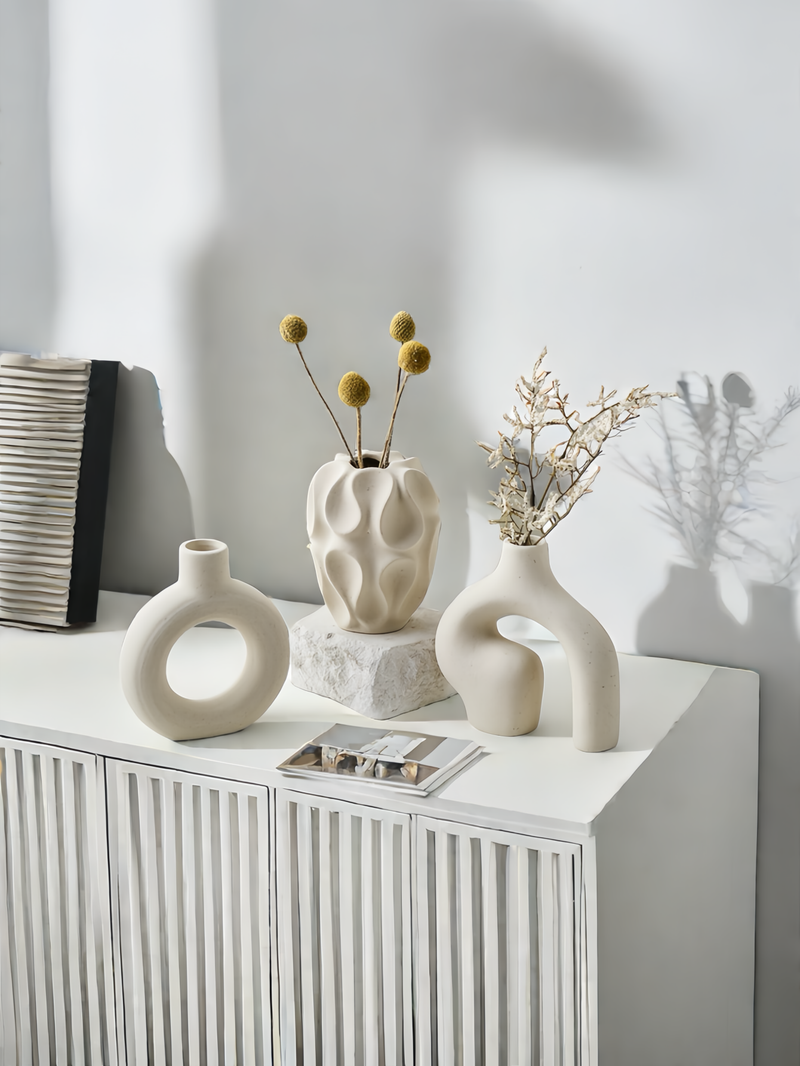 3-teiliges Keramikvasen-Set, moderne, hohle Spiralvase im minimalistischen Stil, dekorative Vase für Zuhause, Wohnzimmer, Schlafzimmer, Büro, Ornamente_voghion.com